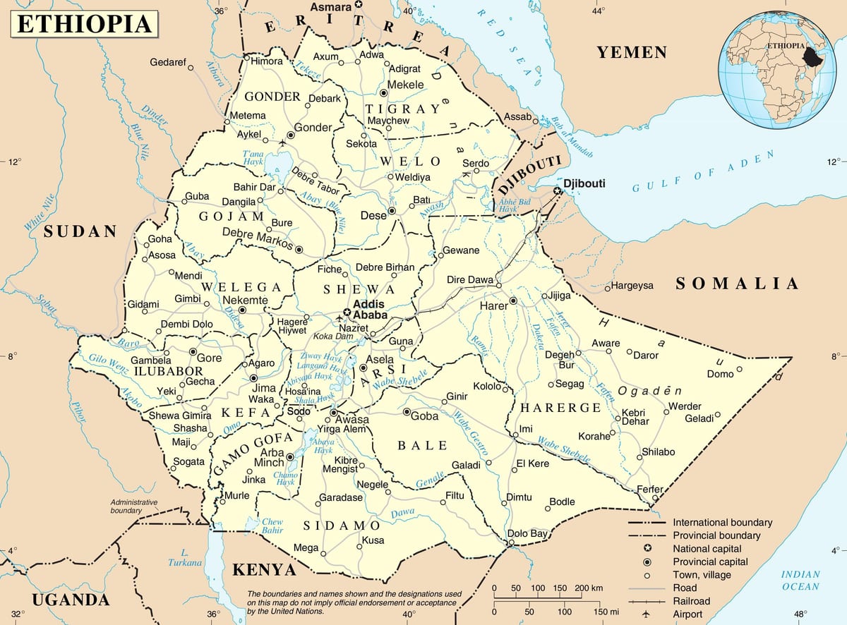 poliitiline kaart, Etioopia