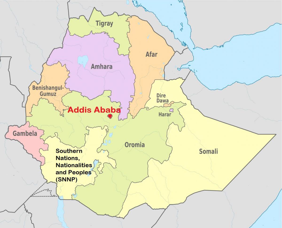 addis abeba Etioopia kaardil maailma