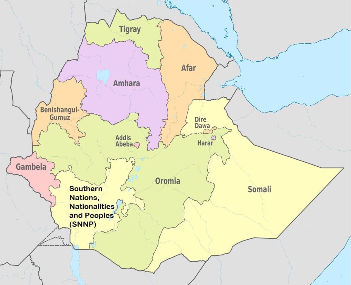 Etioopia amhara piirkonna kaart