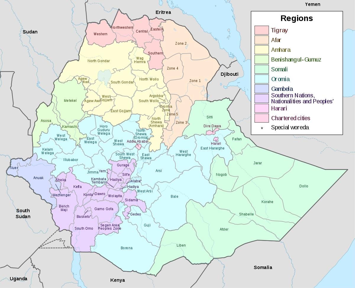 hawassa Etioopia kaart