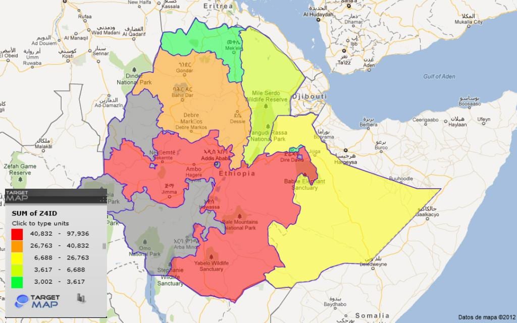 Etioopia provintsid kaart