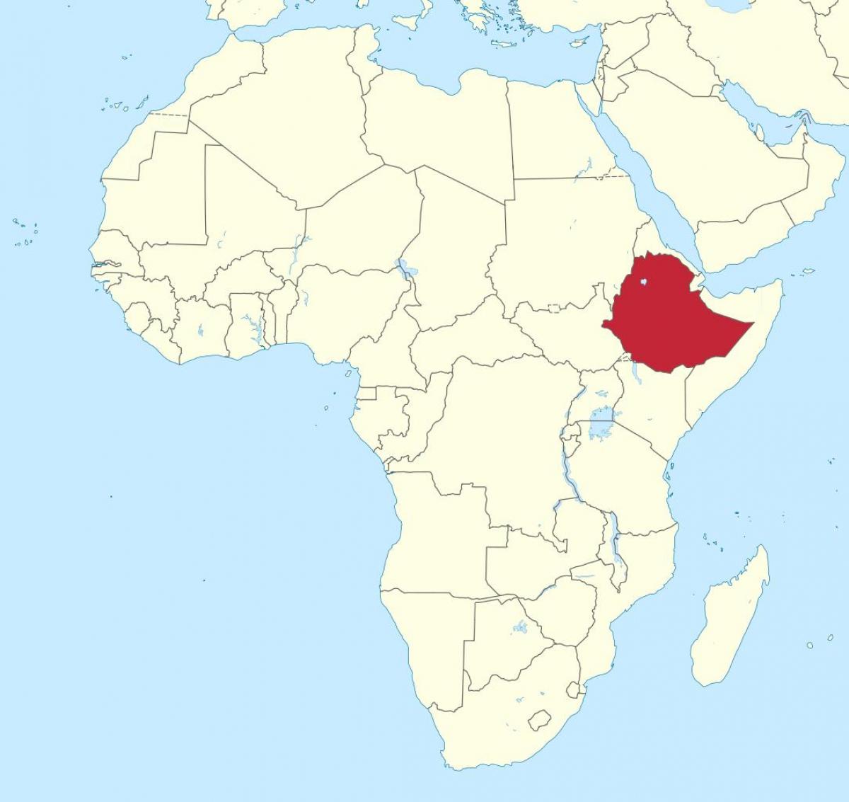aafrika kaart, mis näitab Etioopia