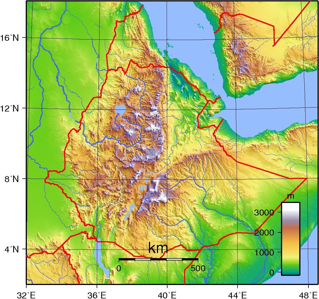 Etioopia topograafiline kaart