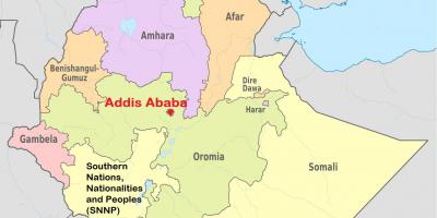 Addis abeba Etioopia kaardil maailma