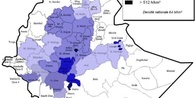 Etioopia rahvastiku tiheduse kaart
